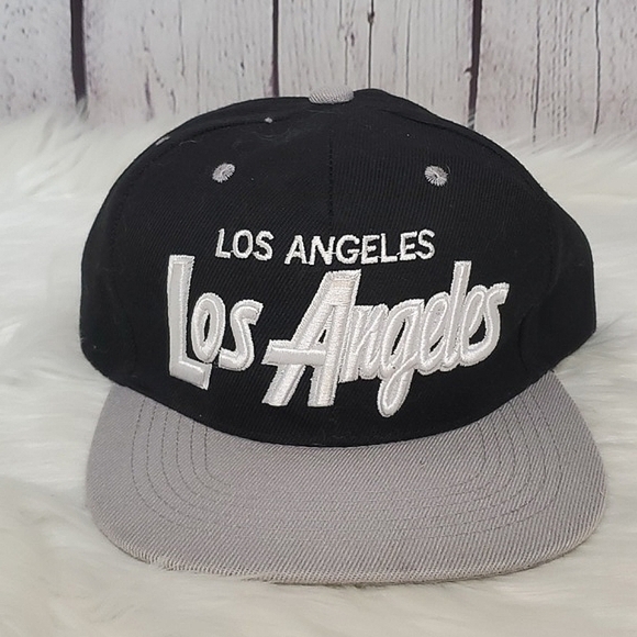 Los Angeles California Flatbill Snapback Black & Gray Mens Hat One Size - Picture 7 of 11